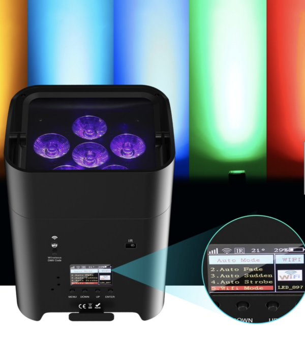 Verleih RGBWA UV Akku  LED Spot  DMX Bühnenlicht 108W